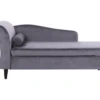 Chaise Longue Côté Gauche En Velours Gris Foncé LUIRO -Accueil-Canapé meridienne 12014077