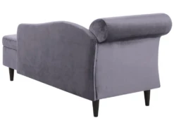 Chaise Longue Côté Gauche En Velours Gris Foncé LUIRO -Accueil-Canapé meridienne 12014091