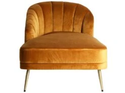 Méridienne En Acier Et Velours En Jaune Moutarde 153x82x83 -Accueil-Canapé meridienne 12536779