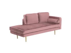 Chaise Longue Rose Poudré Côté Droit MIRAMAS -Accueil-Canapé meridienne 16205535