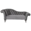 Chaise Longue En Velours Gris Côté Gauche LATTES -Accueil-Canapé meridienne 16207205