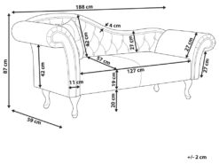 Chaise Longue En Velours Gris Côté Gauche LATTES -Accueil-Canapé meridienne 16207209