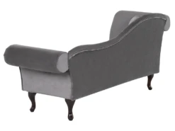 Chaise Longue En Velours Gris Côté Gauche LATTES -Accueil-Canapé meridienne 16207213