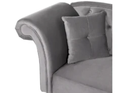 Chaise Longue En Velours Gris Côté Gauche LATTES -Accueil-Canapé meridienne 16207217