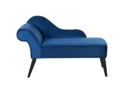 Mini Chaise Longue En Velours Bleu Côté Gauche BIARRITZ