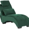 Chaise Longue En Velours Vert Avec Port USB Et Haut-parleur Bluetooth SIMORRE -Accueil-Canapé meridienne 16671265