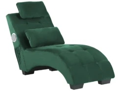 Chaise Longue En Velours Vert Avec Port USB Et Haut-parleur Bluetooth SIMORRE