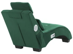 Chaise Longue En Velours Vert Avec Port USB Et Haut-parleur Bluetooth SIMORRE -Accueil-Canapé meridienne 16671273