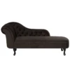 Chaise Longue En Velours Marron Côté Gauche Style Chesterfield NIMES -Accueil-Canapé meridienne 16672265
