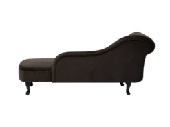 Chaise Longue En Velours Marron Côté Gauche Style Chesterfield NIMES -Accueil-Canapé meridienne 16672275