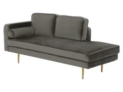 Méridienne En Velours Gris Taupe Côté Gauche MIRAMAS -Accueil-Canapé meridienne 16672787