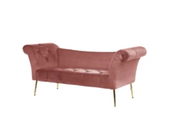 Chaise Longue En Velours Rose NANTILLY -Accueil-Canapé meridienne 16673577