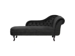 Méridienne Chesterfield Côté Droit En Velours Noir NIMES