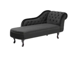 Méridienne Chesterfield Côté Droit En Velours Noir NIMES -Accueil-Canapé meridienne 16673625