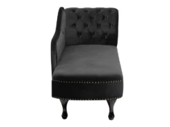 Méridienne Chesterfield Côté Droit En Velours Noir NIMES -Accueil-Canapé meridienne 16673627