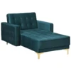 Chaise Longue En Velours Bleu Paon ABERDEEN -Accueil-Canapé meridienne 16673639