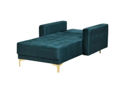 Chaise Longue En Velours Bleu Paon ABERDEEN -Accueil-Canapé meridienne 16673645