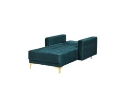 Chaise Longue En Velours Bleu Paon ABERDEEN -Accueil-Canapé meridienne 16673647