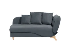 Chaise Longue Côté Droit En Velours Gris Foncé MERI