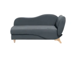 Chaise Longue Côté Droit En Velours Gris Foncé MERI -Accueil-Canapé meridienne 16674483