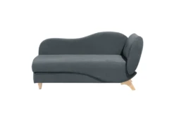 Chaise Longue Côté Droit En Velours Gris Foncé MERI -Accueil-Canapé meridienne 16674485