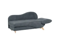 Chaise Longue Côté Droit En Velours Gris Foncé MERI -Accueil-Canapé meridienne 16674489
