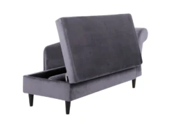 Chaise Longue Côté Droit En Velours Gris Foncé LUIRO -Accueil-Canapé meridienne 16674991