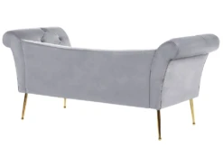 Chaise Longue En Velours Gris NANTILLY -Accueil-Canapé meridienne 16676239