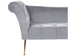 Chaise Longue En Velours Gris NANTILLY -Accueil-Canapé meridienne 16676241