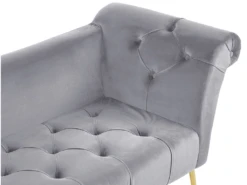Chaise Longue En Velours Gris NANTILLY -Accueil-Canapé meridienne 16676243