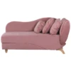 Chaise Longue Côté Droit En Velours Rose MERI -Accueil-Canapé meridienne 16677143