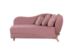 Chaise Longue Côté Droit En Velours Rose MERI