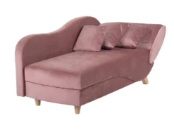 Chaise Longue Côté Droit En Velours Rose MERI -Accueil-Canapé meridienne 16677151