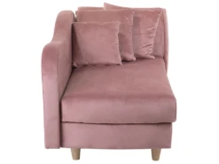 Chaise Longue Côté Droit En Velours Rose MERI -Accueil-Canapé meridienne 16677153