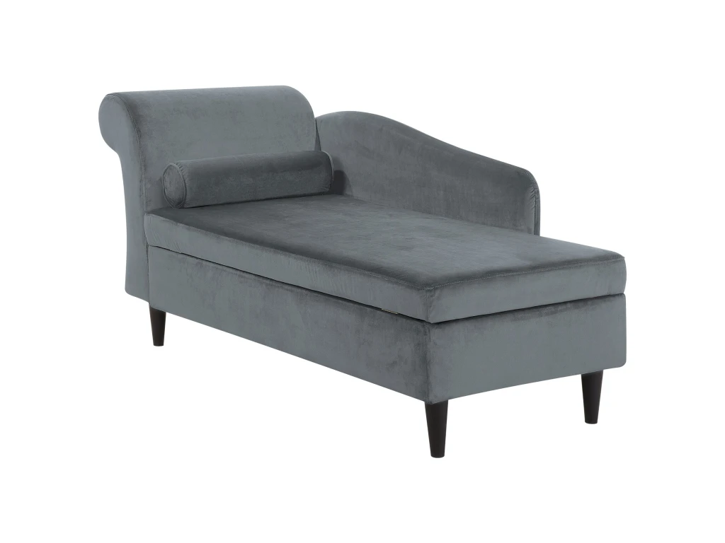 Chaise Longue Côté Gauche En Velours Gris Clair LUIRO 6 Chaise Longue Côté Gauche En Velours Gris Clair LUIRO – Image 4