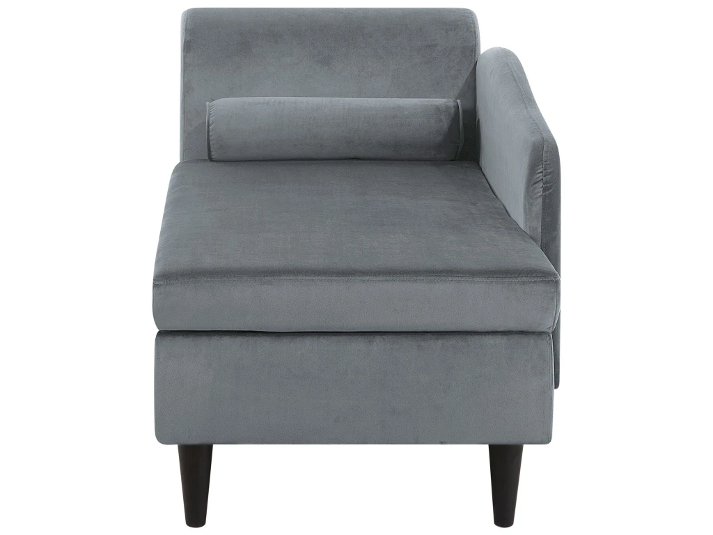 Chaise Longue Côté Gauche En Velours Gris Clair LUIRO 8 Chaise Longue Côté Gauche En Velours Gris Clair LUIRO – Image 6