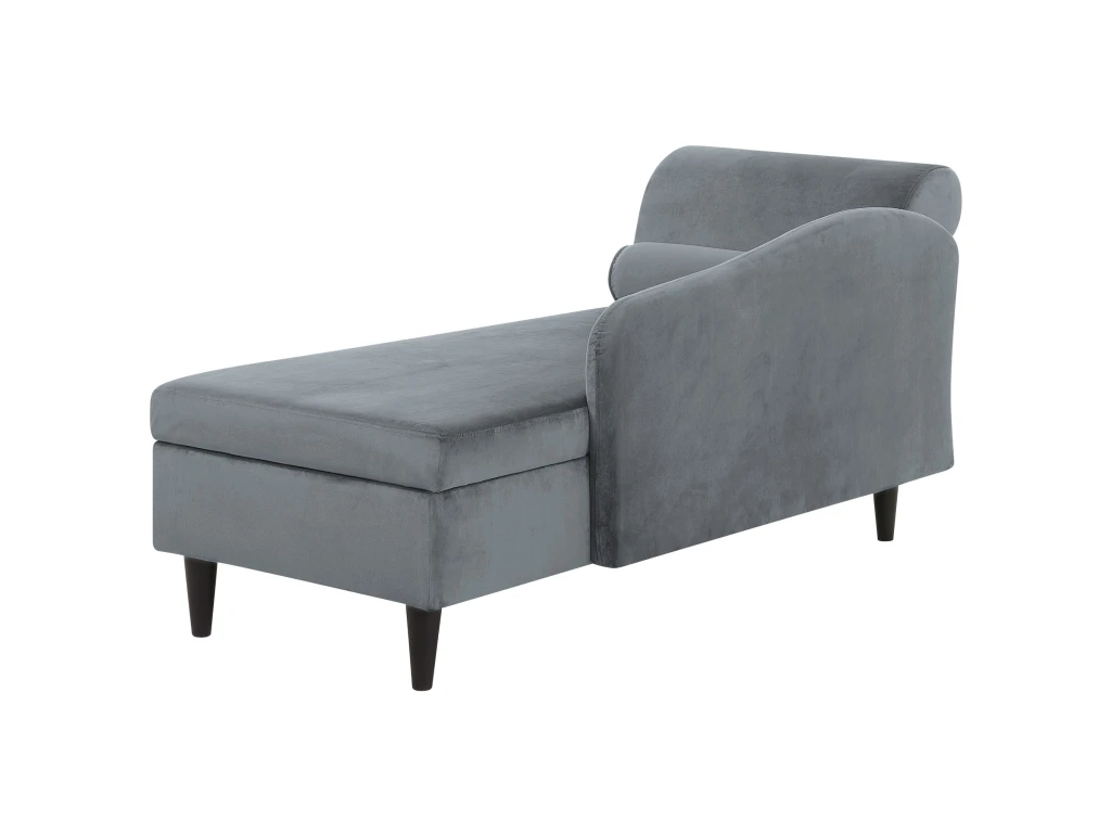 Chaise Longue Côté Gauche En Velours Gris Clair LUIRO 9 Chaise Longue Côté Gauche En Velours Gris Clair LUIRO – Image 7