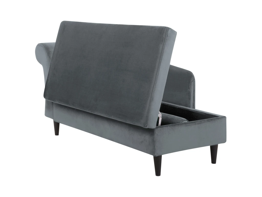 Chaise Longue Côté Gauche En Velours Gris Clair LUIRO 12 Chaise Longue Côté Gauche En Velours Gris Clair LUIRO – Image 10