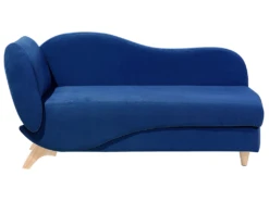 Chaise Longue Côté Gauche En Velours Bleu Marine MERI -Accueil-Canapé meridienne 16677877