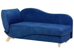 Chaise Longue Côté Gauche En Velours Bleu Marine MERI -Accueil-Canapé meridienne 16677881