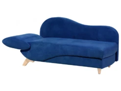 Chaise Longue Côté Gauche En Velours Bleu Marine MERI -Accueil-Canapé meridienne 16677883