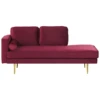 Chaise Longue En Velours Rouge Foncé Côté Gauche MIRAMAS -Accueil-Canapé meridienne 16677981