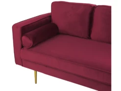 Chaise Longue En Velours Rouge Foncé Côté Gauche MIRAMAS -Accueil-Canapé meridienne 16677991