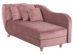 Chaise Longue Côté Gauche En Velours Rose MERI -Accueil-Canapé meridienne 17476471